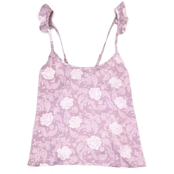 Chelsea28 Light Purple Floral Ruffle Tank Top M - Picture 1 of 7